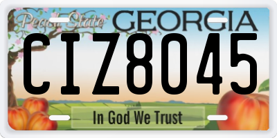 GA license plate CIZ8045