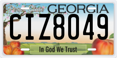 GA license plate CIZ8049