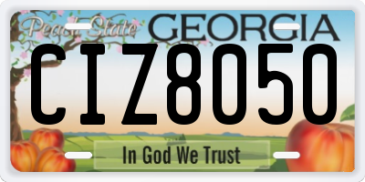 GA license plate CIZ8050