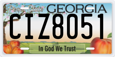 GA license plate CIZ8051