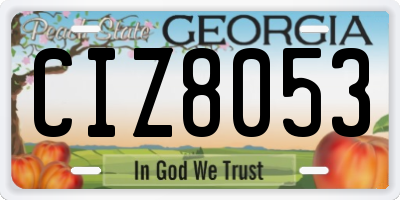 GA license plate CIZ8053