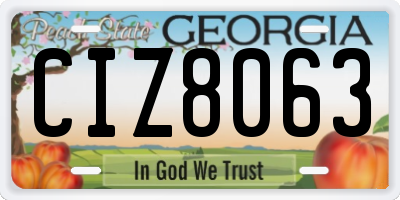 GA license plate CIZ8063