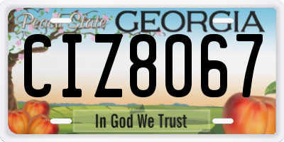 GA license plate CIZ8067