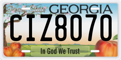 GA license plate CIZ8070