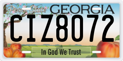 GA license plate CIZ8072