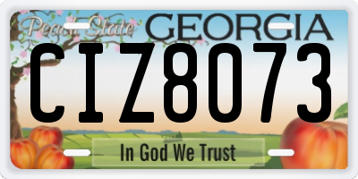 GA license plate CIZ8073
