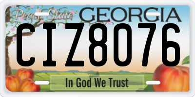 GA license plate CIZ8076