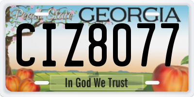 GA license plate CIZ8077