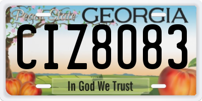 GA license plate CIZ8083