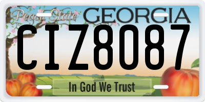 GA license plate CIZ8087