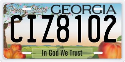 GA license plate CIZ8102