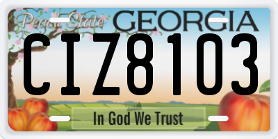 GA license plate CIZ8103