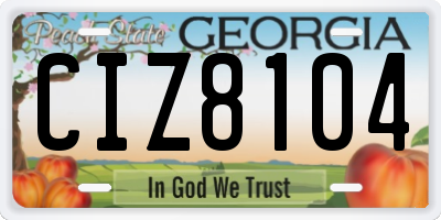 GA license plate CIZ8104