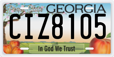 GA license plate CIZ8105