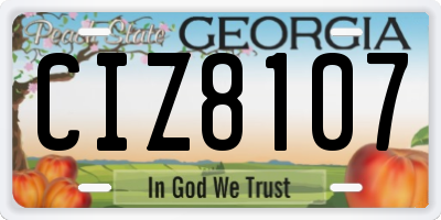 GA license plate CIZ8107