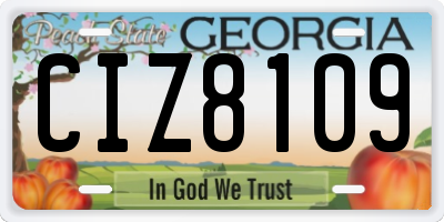 GA license plate CIZ8109