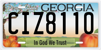 GA license plate CIZ8110