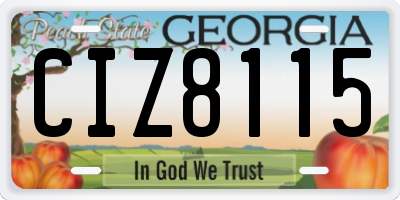 GA license plate CIZ8115