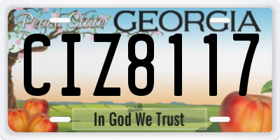 GA license plate CIZ8117