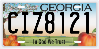 GA license plate CIZ8121