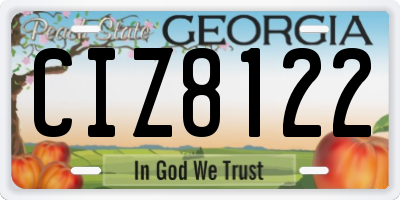 GA license plate CIZ8122