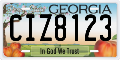 GA license plate CIZ8123