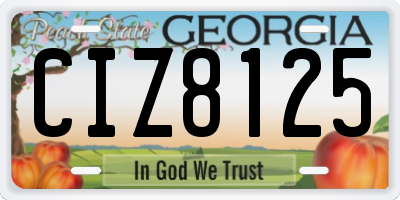 GA license plate CIZ8125