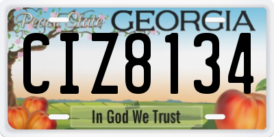 GA license plate CIZ8134