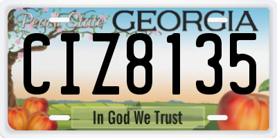 GA license plate CIZ8135
