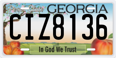 GA license plate CIZ8136