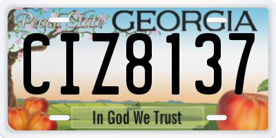 GA license plate CIZ8137