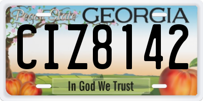 GA license plate CIZ8142