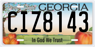 GA license plate CIZ8143