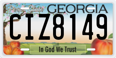 GA license plate CIZ8149