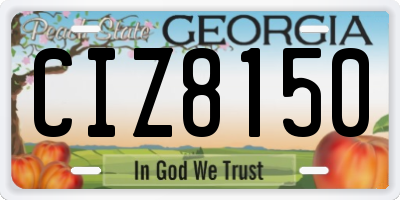 GA license plate CIZ8150