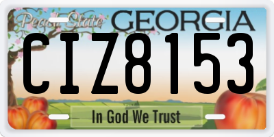 GA license plate CIZ8153