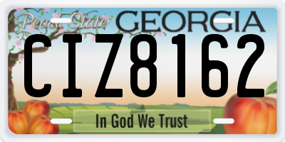 GA license plate CIZ8162