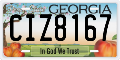 GA license plate CIZ8167