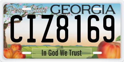 GA license plate CIZ8169