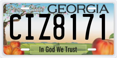 GA license plate CIZ8171