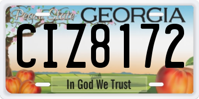 GA license plate CIZ8172