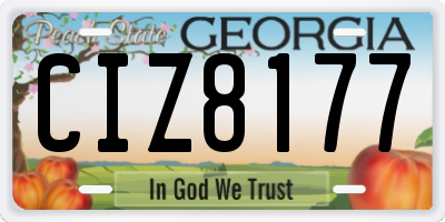 GA license plate CIZ8177