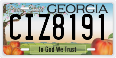 GA license plate CIZ8191