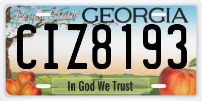 GA license plate CIZ8193