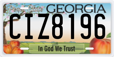 GA license plate CIZ8196