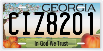 GA license plate CIZ8201