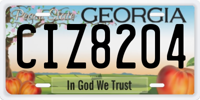 GA license plate CIZ8204