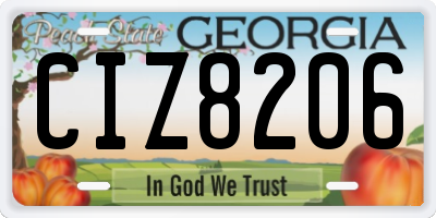 GA license plate CIZ8206