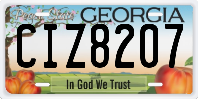 GA license plate CIZ8207