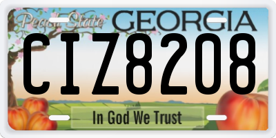 GA license plate CIZ8208